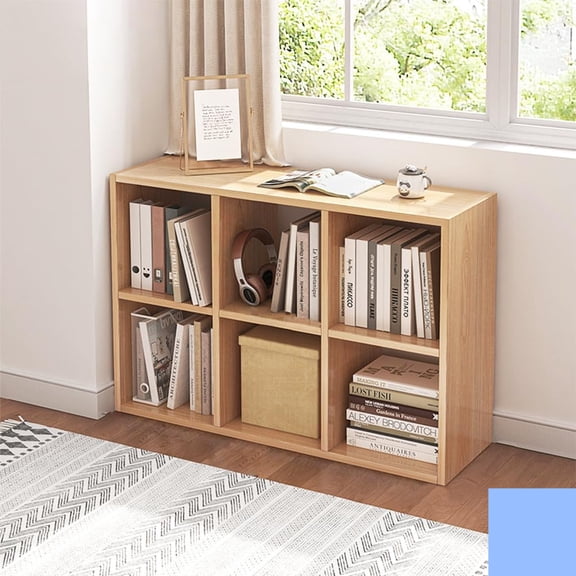 6 Cube Organizer Bookcase - Fabric Storage Bins Container, Open Shelf Simple Compartments Bookshelf