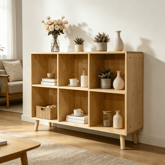 6 Cube Bookcase 41.65" Wide Freestanding Bookshelf for Living Room, Bedroom