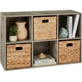 thumbnail image 1 of 6-Cube Storage Organizer, 11in Shelf Opening, Bookcase, Display Shelf, Customizable w/ 3 Removable Back Panels –Greige, 1 of 18