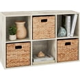 thumbnail image 1 of 6-Cube Storage Organizer, 11in Shelf Opening, Bookcase, Display Shelf, Customizable w/ 3 Removable Back Panels – Whitewash, 1 of 8