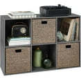 thumbnail image 1 of 6-Cube Storage Organizer, 13.5in Shelf Opening, Bookcase, Display Shelf, Customizable w/ 3 Removable Back Panels – Dark Gray, 1 of 17