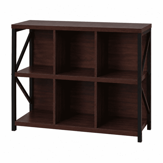 6 Cube Storage Organizer Bookshelf, Horizontal 40" W Industrial ...