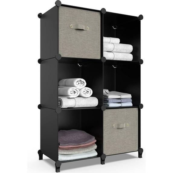 6-Cube Storage Organizer Cabinet for Kids, Closet, Bedroom, Bathroom – Adjustable Shelves, Compact Bookcase, Space-Saving Storage Solution