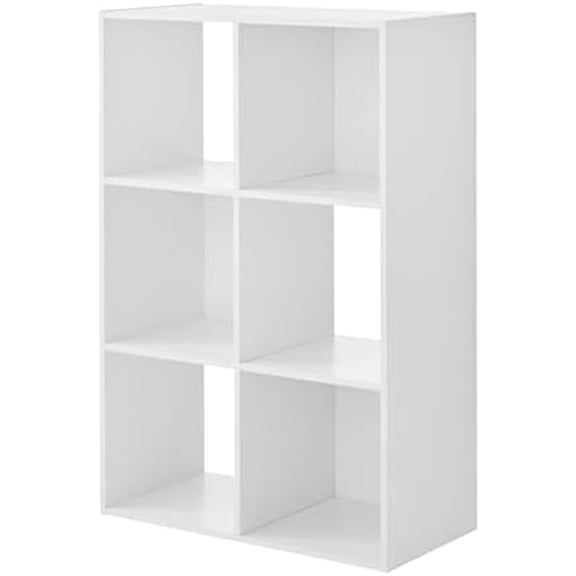 6 Cube Storage Organizer, White - Closet Shelf Organizer with Cubes, Stackable Bookshelf Unit for Bedroom, Living Room, Office - Modular Fabric Storage Bins Shelves$$Home Decor, Kitchen, & Other