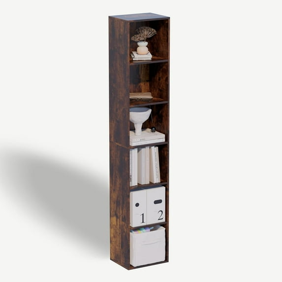 6 Cube Storage Organizer,Wooden Low Bookcase with Closed Back Panel,Freestanding Storage Display Bookshelf for Living Room,Bedroom,Home Office (Brown, 6 Cube-11.8inch)