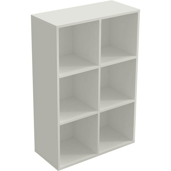6-Cube Storage Shelf Bookcase - Wooden 3-Tier Floor Standing Open Bookshelf for Home and Office