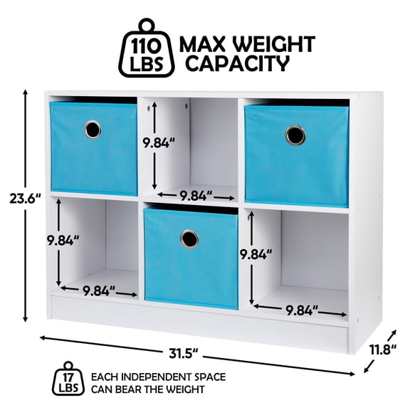 6 Cube Storage Shelf Organizer, Wooden Bookshelf System Display Cube Shelves Compartments, Customizable With Removable Back Panels