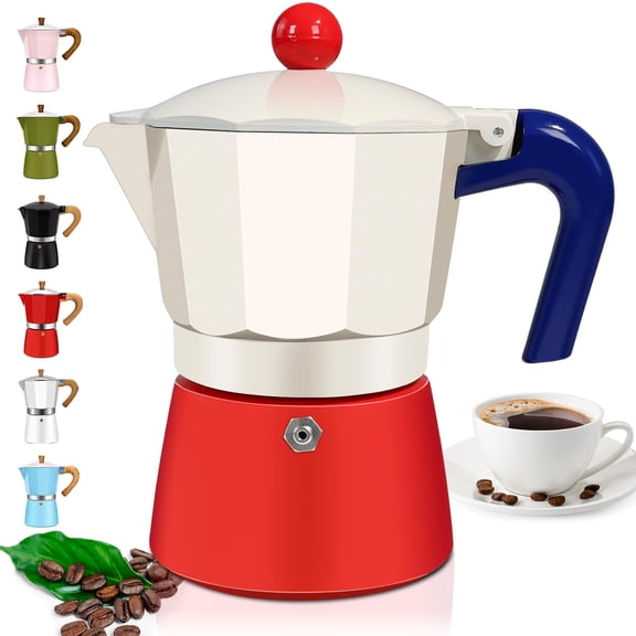 6 Cup Aluminum Espresso Stovetop Moka Pot Express Coffee Maker Percolator Italian Classic Mocha Coffee Machine for Italian and Cuban Cafe Brewing for Home Camping 300ml
