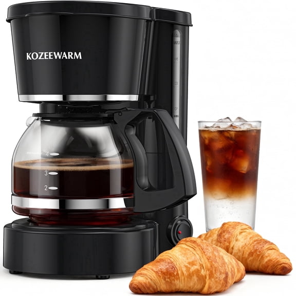 5-Cup Manual Coffee Maker Small Drip Coffee Machine One-Touch Operation Auto Keep-Warm Coffee Perfect for Home/Office/Outside-Black.