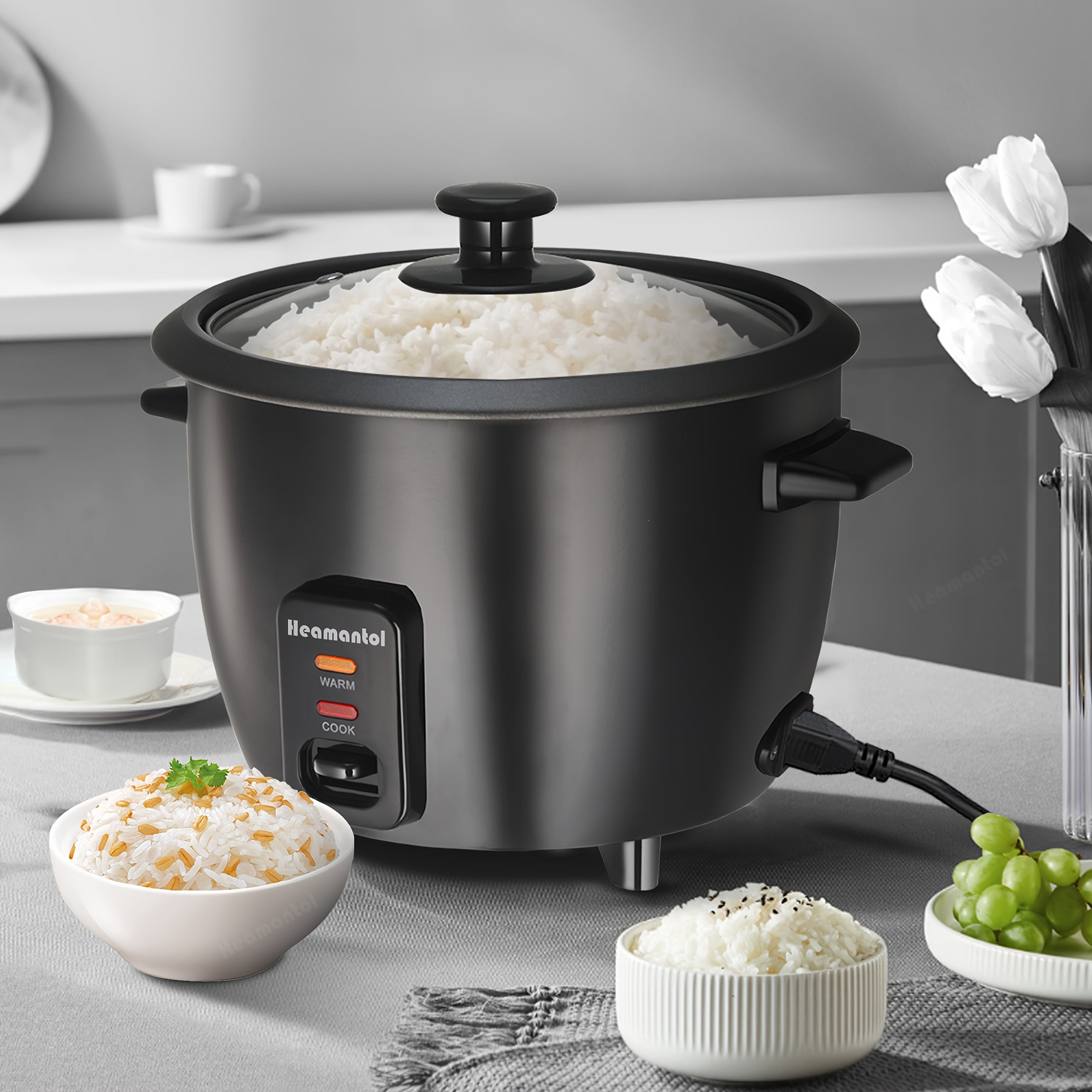 [6-Cup Rice Cooker] 6-Cup Rice Cooker | Detachable Nonstick Pot | Yogurt Maker, Automatic Keep Warm, 1.5 Quarts, 3 Cups Uncooked, One-Touch Operation
