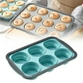 thumbnail image 1 of 6-Cup Silicone Muffin Pan With Metal Frame,Non-Stick Cupcake Baking Tray,Regular Size Oven & Dishwasher Safe Bakeware Grey,silicone muffin pan,cupcake tray,Blue,1PC, 1 of 10
