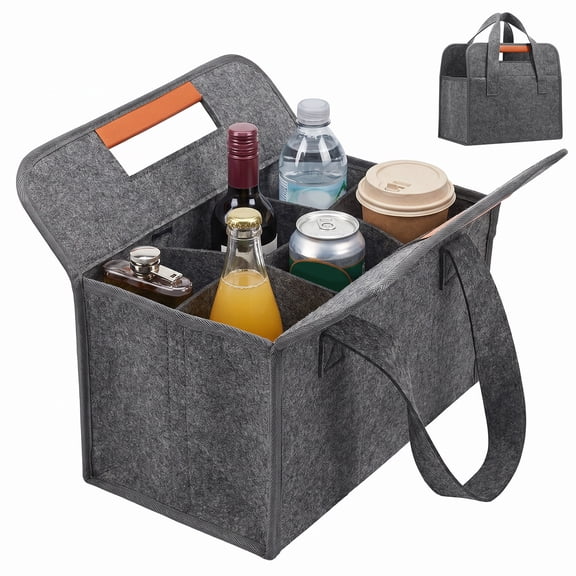 6 Cups Drink Carrier with Handle, Reusable Drink Carrier Assembly-Free Portable Coffee Holder Cup Holder Bag, Coffee Caddy with Double-Handle for Car, Take Out, Outdoors