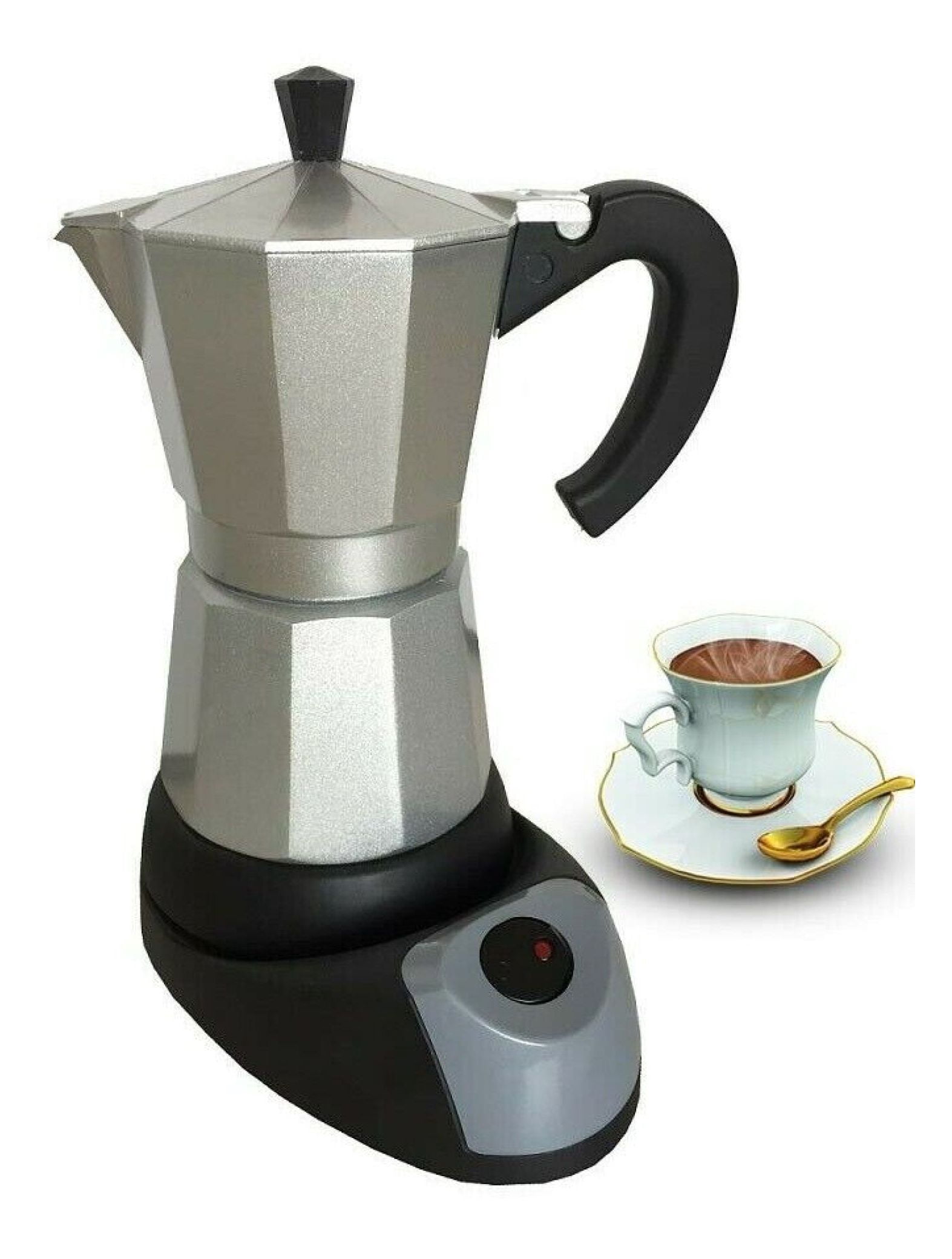 6 Cups Electric Aluminum Espresso Coffee Maker, 480 W,Silver