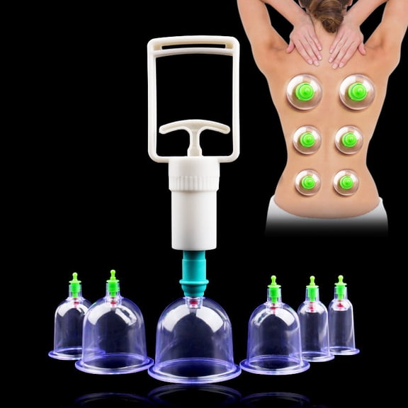 6 Cups Traditional Personal Care Medical Vacuum Body Cupping Set Massage Magnets Therapy Acupressure Healthy Suction Set Kit Equipment