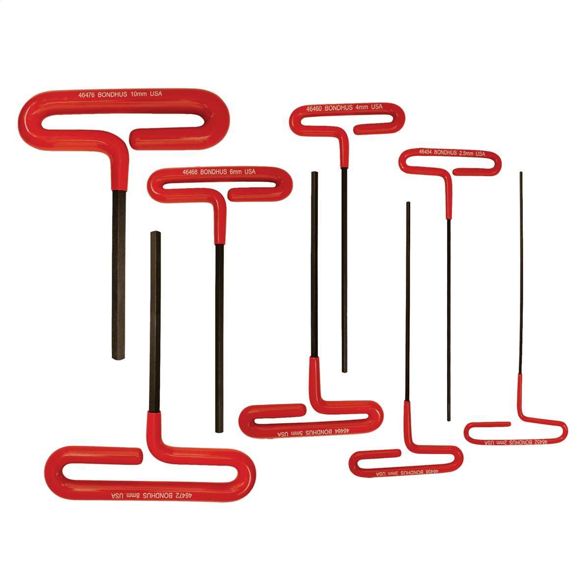 6" Cushion Grip Loop T-Handle Hex Wrenches, 8 piec