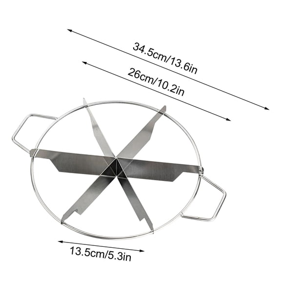 6-Cut Stainless Steel Pie Cutter Press - 10" Circle Pie Cutter, with Side Handles, Non Stick with 6 Equal Slices for Slicing Pies Cake Quiches Desserts