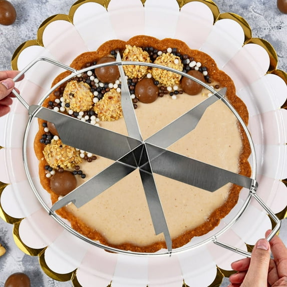 6-Cut Stainless Steel Pie Cutters, 6-Slice Pie Cutter Press, Cake Divider, 10-Inch