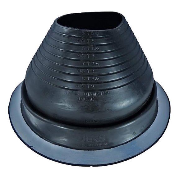 #6 - DF106B - ROUND Black EPDM flexible Pipe Flashing, Roof Jack, Pipe Booting Flashing (for OD pipe sizes 5"- 9")