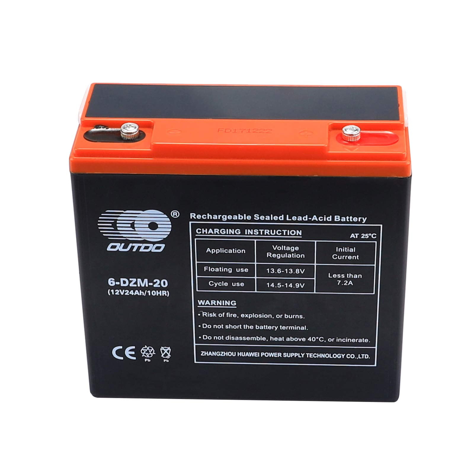 6-DZM-20 6DZM20 12V 24Ah Rechargeable Battery for Mobility Scooter Electric Go Kart Golf Cart ATV Quad Buggy 4 Wheeler Lawn Mower E Bike Tricycle Drift Trike Boat