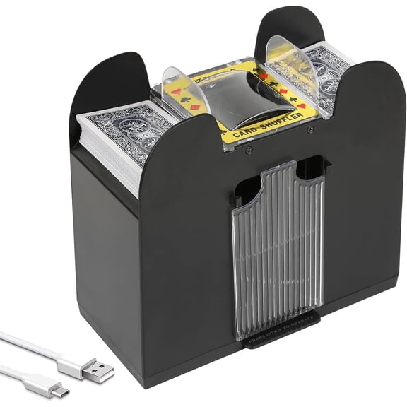6 Decks Automatic Card Shuffler, USB-C/Battery-Powered Shuffler for UNO, Phase10, Texas Hold'em, Poker, Home Card Games, Blackjack, Party Club, No Poker