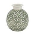 thumbnail image 1 of 6" Decorative Daisy Ceramic Vase - Contemporary Round Dark Sage Green and White Flower Vase for Home, Office Decorative Accent - Easy Gift Idea, 1 of 8