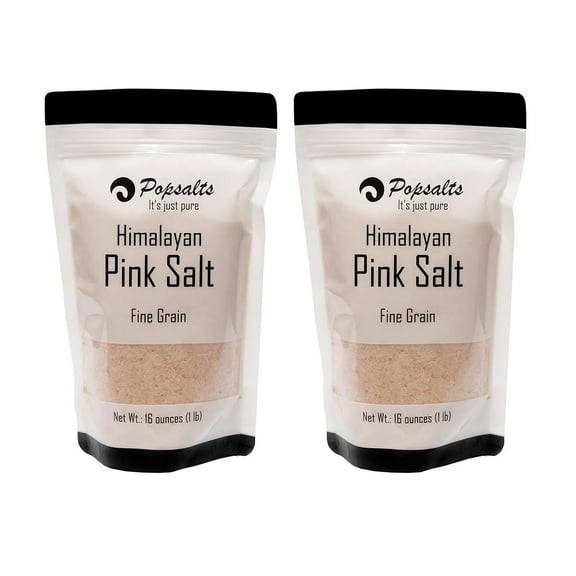 Himalayan Pink Salt -Fine Grain 2.0 Pounds Kosher and Natural Certified (2 pack) 1 Pound Pouches