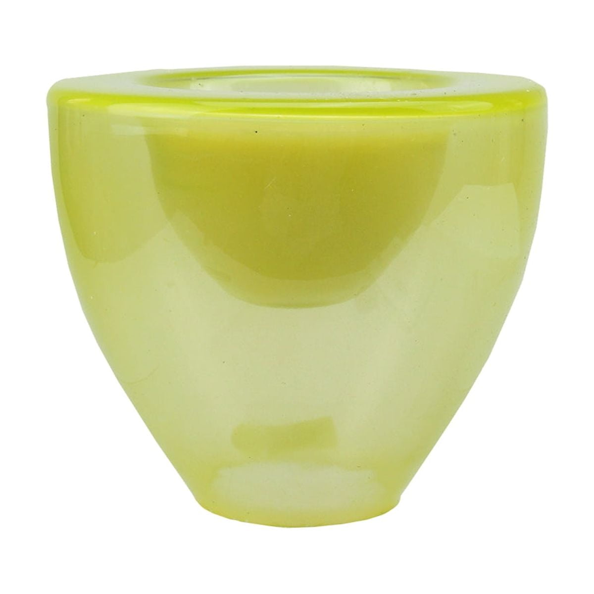 6" Decorative Lime Green Torchiere Shaped Glass Votive Candle Holder with Wax Candle