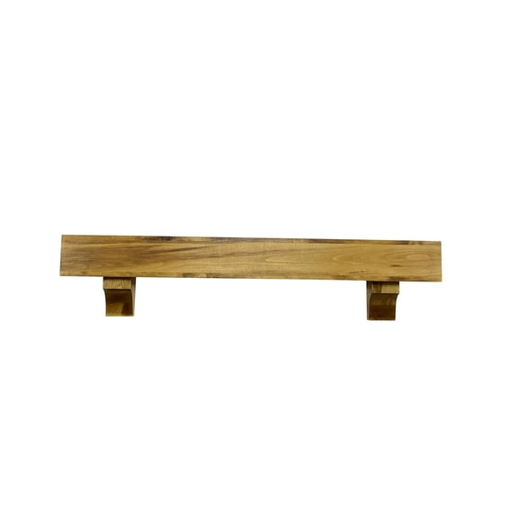 6" Deep Rustic Wood Beam Mantel with Corbels 42 48 54 60 66 72 84 (54, Golden Oak)