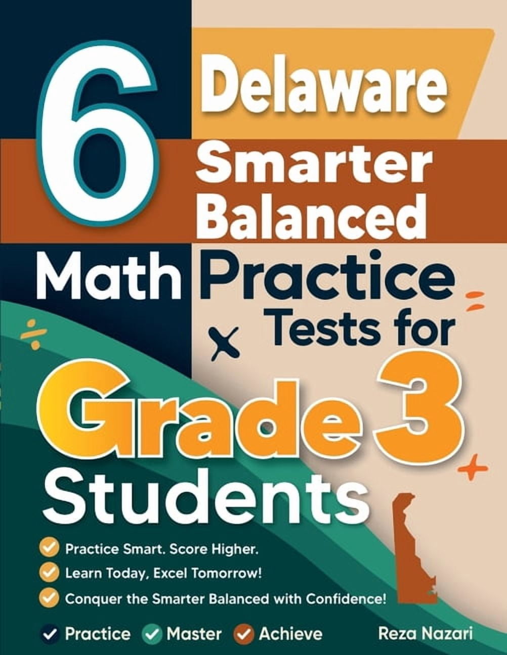 6 Delaware Smarter Balanced Math Practice Tests for Grade 3 Students, (Paperback)
