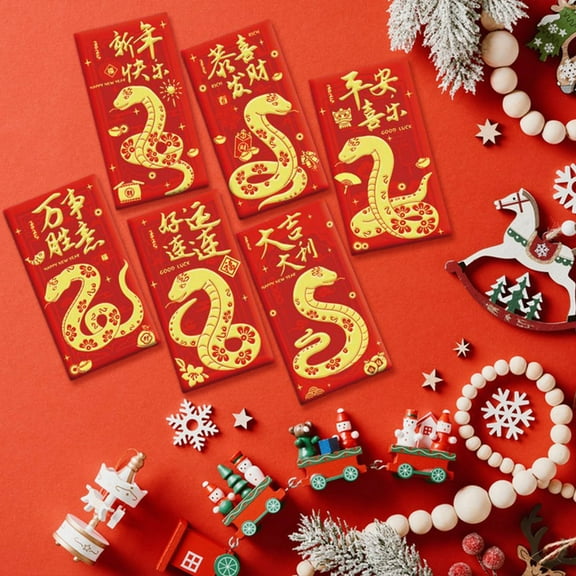 6 Designs Chinese New Year Red Envelopes 2025, 3.5 x 6.7 Inches Hong Bao Lucky Money Cash Envelopes Red Packets Lai See for Spring Festival, Lunar New Year, Weddings, Birthdays, etc