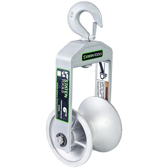 6" Diameter, Cable Puller Sheave, Hook, Wire, Rope | Capacity 6500lb | Compatible with Greenlee Pullers 640,6801,6001 | Staten Tools