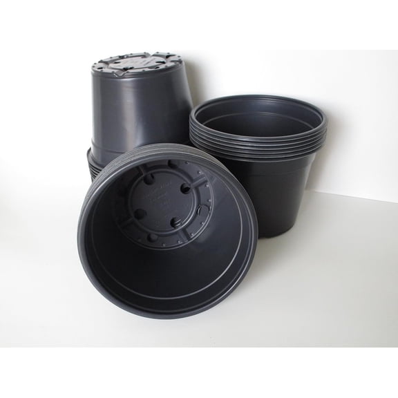 6" Diameter Round Black Plastic Nursery Pot (100)