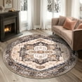 thumbnail image 1 of 6'Diameter Washable Area Rugs for Living Room,Traditional Vintage Thin Rugs,Non-Slip Persian Carpet,Brown Coffee, 1 of 5