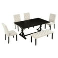 thumbnail image 1 of 6 Dining In , Solid Wood, Frame And Legs 72" Wood Table , With Upholstered Chairs, 1 of 7