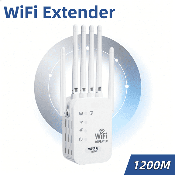 6 Directional Antennas WiFi Extender (White)- 1200M 2026 Upgraded Signal Booster, Ethernet Port & Wireless Amplifier, Supports 99% Devices