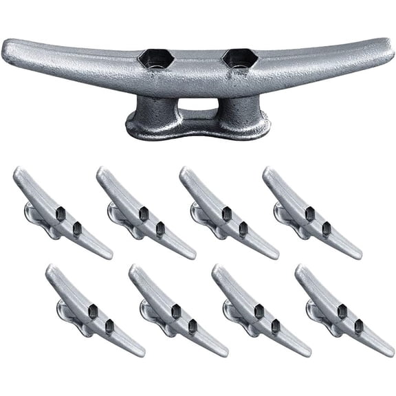 6" Dock Cleats | Weatherproof Galvanized Cast Iron 6 Inch Boat Cleat Tie Downs for Marine Pier or Decorative Nautical Maritime Decor | 4, 8 or 16 Pack