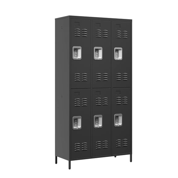 6 Door Black Storage Lockers | Suitable for Porch and Dressing Room | Premium Steel Material | Organized and Secure Storage Solution