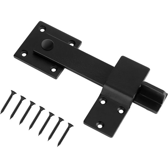 6" Door Flip Latch & Sliding Door Latch Gate Latch for Fence - Heavy Duty Solid Metal Rustic Hardware for Farm Gate, Shed, Cabinet, Sliding Doors - Extra Security & Privacy, Matte Black