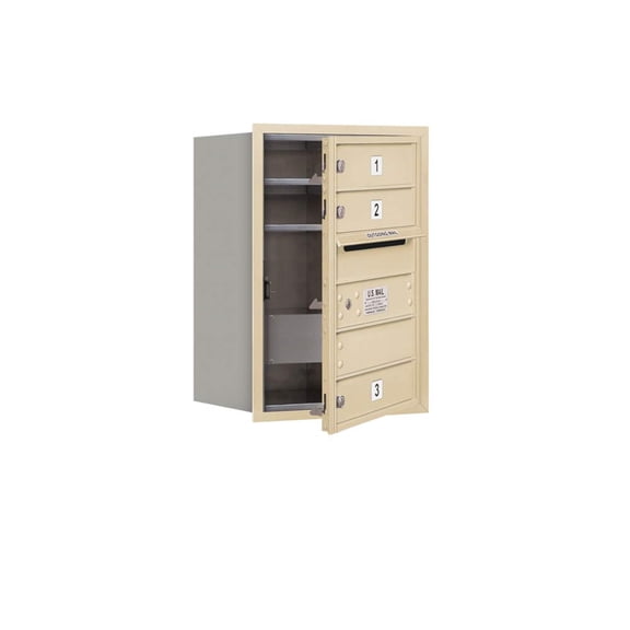 6 Door High Recessed Mounted 4C Horizontal Mailbox with 3 Doors in Sandstone with USPS Access - Front Loading