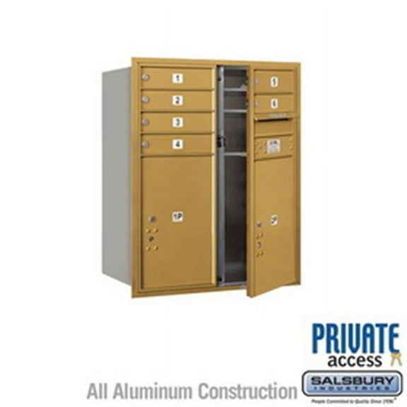 6 Door High Unit 23.5 in. Double Column 4C Horizontal Mailbox with Rear Loading USPS 2 PL6 - Stand Alone Parcel Locker, Bronze