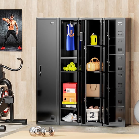 6-Door Metal Employee Lockers for Office, School & Gym,Steel Locker for Employees,Black