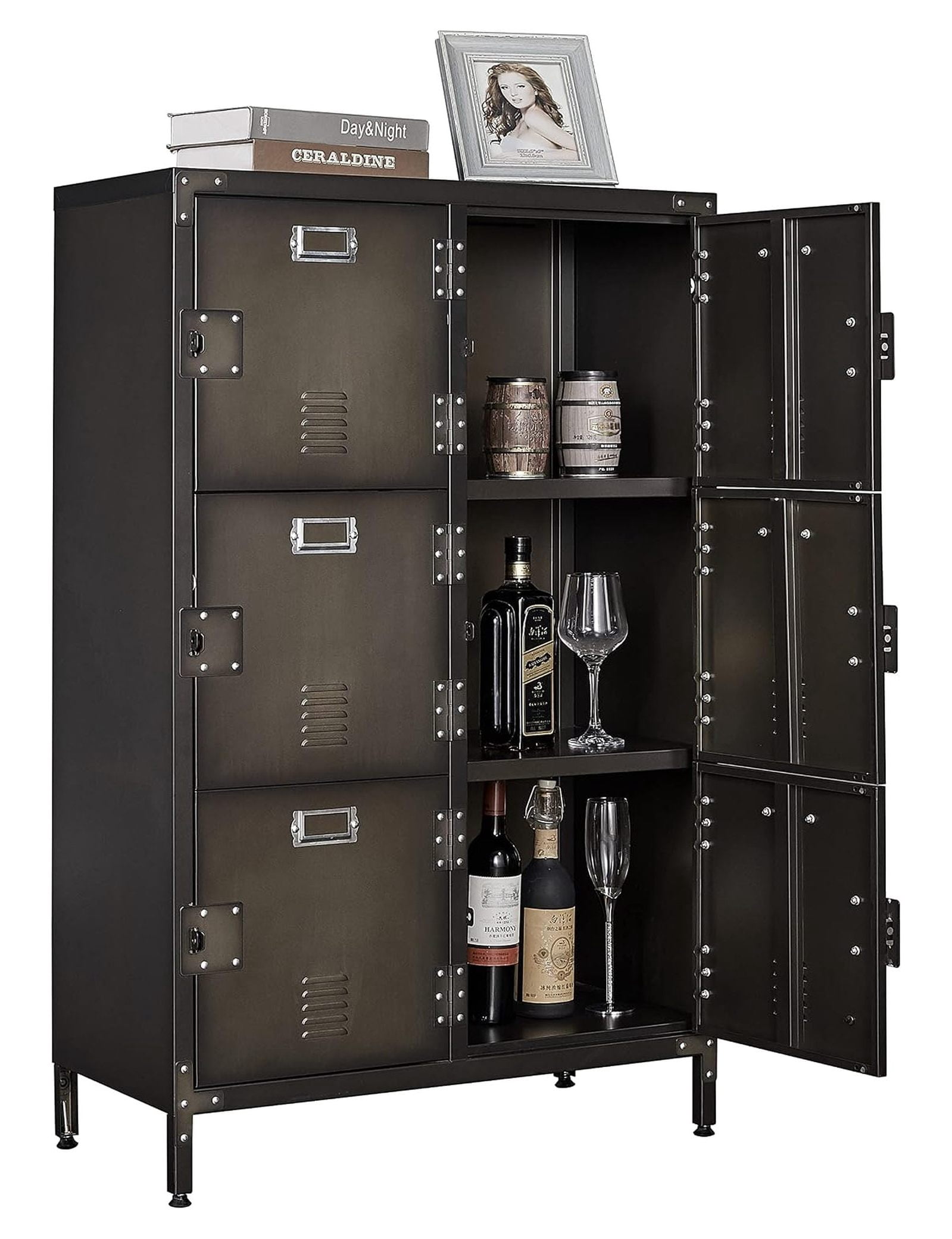 6 Door Steel Locker Cabinet 47 Inch Tall Storage Unit with Magnetic ...