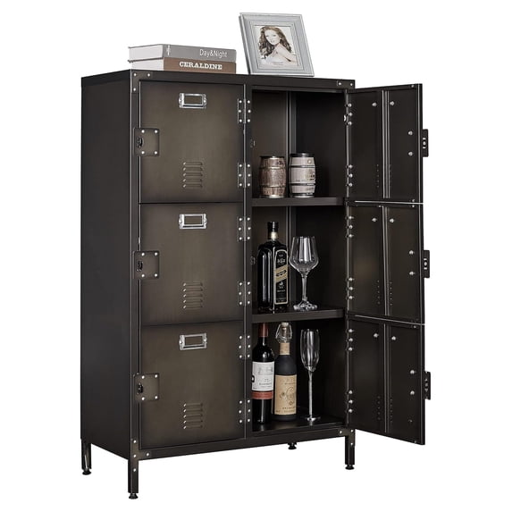 Storage Room Lock System 6 Door Steel Locker Cabinet 47 Inch Tall Storage Unit with Magnetic ...