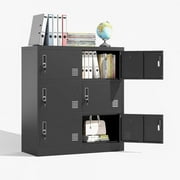 6 Doors Locker for Employee, Metal Storage Cabinet with Locks, Steel Lockers Individual Cube for Office, Home, Gym, Shool, Require AssemblyBlack