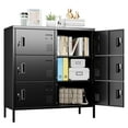 thumbnail image 1 of 6 Door Metal Storage Locker with Card Slot, Ventilation Holes & Keys, for Office/Home/Bank/School/Gym, Installation Required, Black, 1 of 9