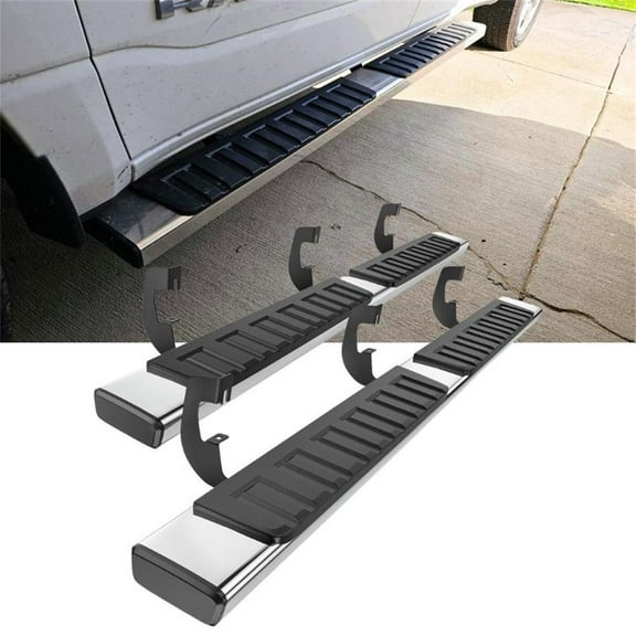 6" Double Cab Running Boards Stainless Steel for 2007-2018 Chevy Silverado/GMC Sierra 1500 Extended Cab, 2007-2019 Silverado/Sierra 2500HD 3500HD