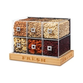 6 Drawer Acrylic Bakery Case with Fresh Bamboo Base