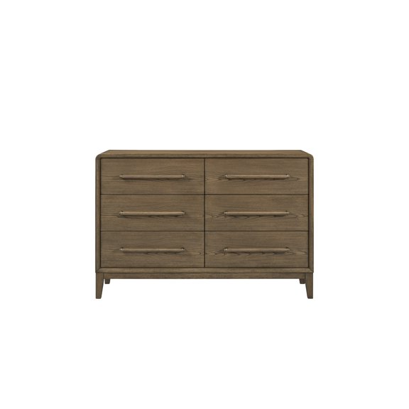 6-Drawer Bedroom Chest in Latte Finish with Felt-Lined Top Drawers and Cedar-Lined Bottom Drawers, Elm Veneer Construction