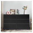 6 Drawer Black Dresser for Bedroom, Wood Dresser with Drawers, 55" Long