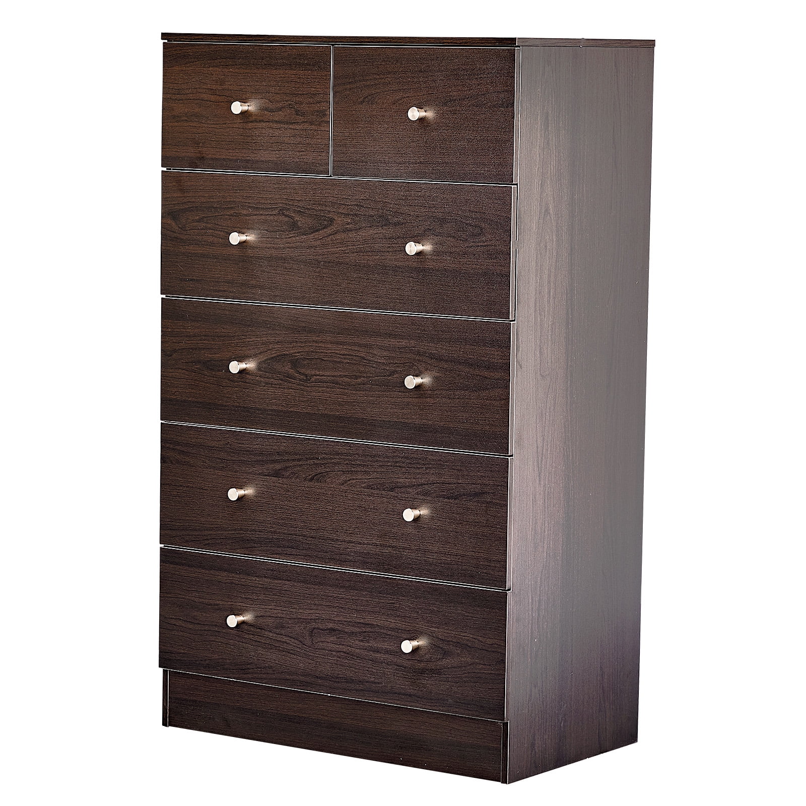6-Drawer Cabinet, Matte Gold Handles Textured Melamine Particleboard Cabinet, Tall Space-Saving Storage Organizer for Bedroom Home Office Living Area